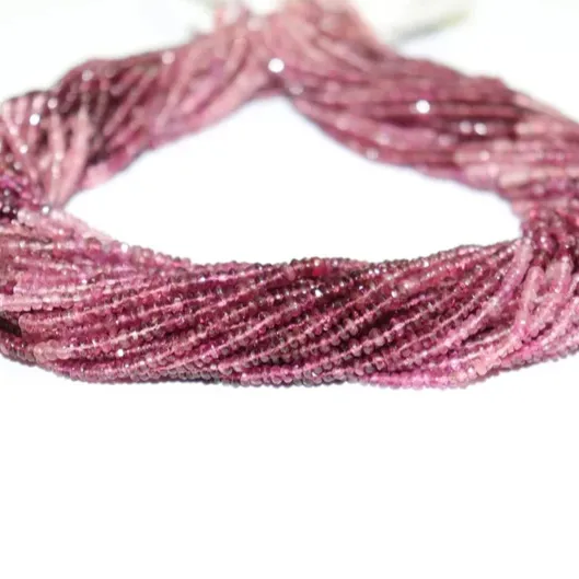 Baru Datang 4.5 MM Rubellite Faceted Rondelle Beads Pink Tourmaline Shaded Beads Strand