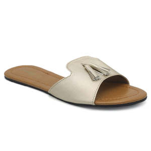 Pantuflas de Piel Sintética para Mujer Chase Value (W-505)-Dorado - Product Image 1
