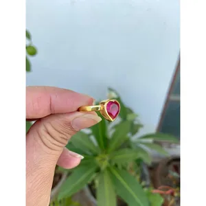 Anillo de Corazón de Rubí, Plata de Ley 925, Anillo de Piedra Preciosa en Forma de Corazón Hecho a Mano, Proveedor de Joyería al por Mayor - Product Image 2