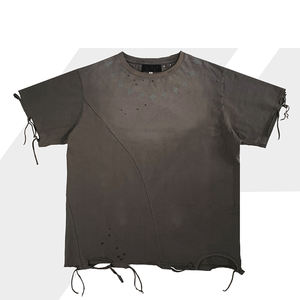 2025 Heavyweight Vintage ácido lavado camiseta hombres venta al por mayor ropa de calle en blanco camisetas personalizadas camiseta desgastada - Product Image 3