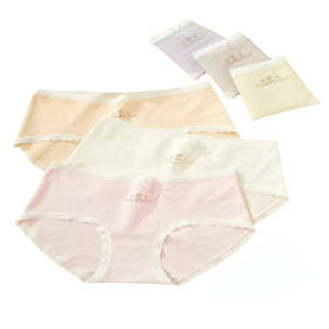 กางเกงชั้นในผ้าฝ้ายริบบ์ทวิลล์สำหรับผู้หญิง Texlina ระบายอากาศได้ดี พร้อมโลโก้ปักลายดอกไม้ คอลเลคชั่นดอกไม้ 12 ชิ้น/แพ็ค - Product Image 2