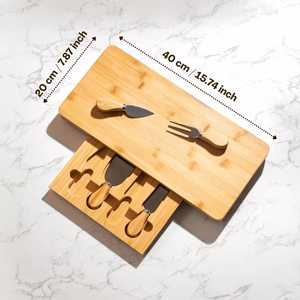 Juego de Tabla de Cortar y Tabla para Quesos de Madera Clásica |   Utensilios de Cocina de Madera Maciza Ecológicos, Duraderos, Fáciles de Limpiar, Forma Rectangular - Product Image 2