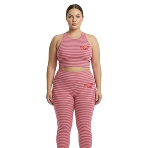 Conjunto de Top y Leggings de Verano para Mujer, Talla Grande, Sexy, Personalizado, Top a Rayas y Leggings Capri, Ropa Deportiva de Dos Piezas para Mujer - Product Image 1