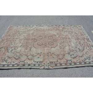Vintage <b>Turkish</b> <b>Rug</b> 5.4 X 8.3ft Large Area Brown Beige Wool Patchwork Pattern Latex for Teens Rectangular Hallway Room <b>Rug</b> - Product Image 3