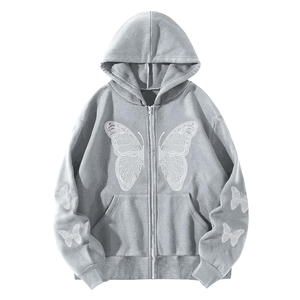 Sudadera con Capucha de Primera Calidad para Hombre, Estilo Casual Otoñal, Estampado de Mariposas Bordado, Transpirable, de Algodón, Manga Larga - Product Image 3