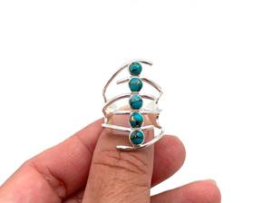 Handmade Boho Style 925 Sterling Silver <b>Turquoise</b> Gemstone <b>Ring</b> Trending Wedding Jewelry Gift for Women and Girls - Product Image 1