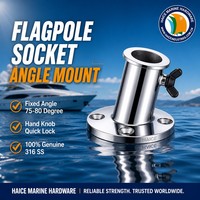 Support de mât de drapeau en acier inoxydable 316 pour montage en haut, 1 pouce (25 mm), 85 degrés, accessoire de quincaillerie pour yacht et bateau