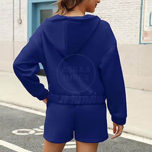 Ensemble de survêtement décontracté pour femme, best-seller, 2 pièces, short, matière douce, motif uni, respirant, écologique, pour l'hiver et les activités de plein air - Product Image 3