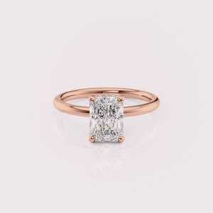 IGI Certified Radiant Cut Lab Grown Diamond Engagement <b>Ring</b> 9K White / Rose & Yellow Gold Solitaire Bridal <b>Ring</b> for Women - Product Image 1