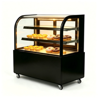 Vitrine réfrigérée pour gâteaux sur pied, double arc, avec corps en acier inoxydable, capacité 2-8 gâteaux ℃   Système de refroidissement