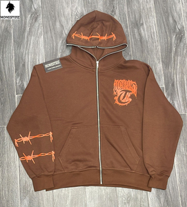 เสื้อสเวตเตอร์มีฮู้ดผ้าฟลีซคอตตอน100% สำหรับผู้ชายเสื้อกันหนาวลำลองฤดูหนาวปักโลโก้แบบกำหนดเอง3D เทคนิคการพิมพ์หน้าจอลายนูน - Product Image 3