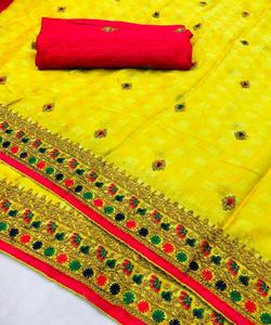 ผ้าส่าหรีผ้าไหมเนื้อนุ่มสำหรับผู้หญิงผ้าส่าหรีแบบไม่เย็บติดเสื้อสตรีผ้าแฟนซี - Product Image 3