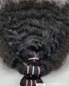 Extensiones de Cabello Humano Virgen Indio Natural, Cabello de Templo del Sur de la India, Trama a Máquina, Doble Trama, Ondulado al Agua, 16 Pulgadas - Product Image 3