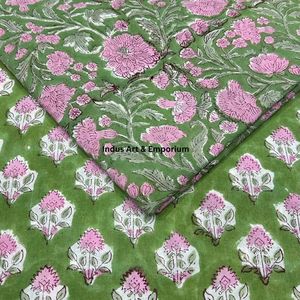 Tela de Algodón Cambray 60S60S de Primera Calidad, Ligera, Estampada a Mano, con Diseño Tradicional Jaipuri, Material para Prendas - Product Image 4