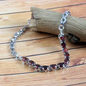 Natural Garnet Tennis <b>Bracelet</b> Gemstone, Elegant Jewelry, <b>Birthstone</b> <b>Bracelet</b> for Women, Stylish Gift Idea - Product Image 4