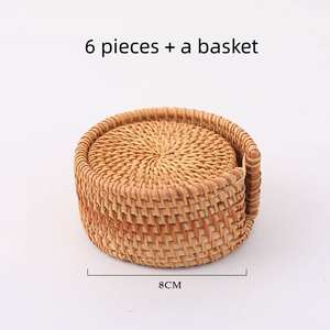 Wholesale Classic Eco-Friendly Wood Hand-Woven <b>Set</b> Irregular Shape Tea Cup Coasters <b>Placemats</b> Heat Resistant for Home Table Use - Product Image 2