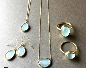 Precio al por mayor aguamarina 10x12mm colgante collar forma elegante piedra bisel conjunto 925 joyería de plata esterlina para regalo de aniversario - Product Image 1