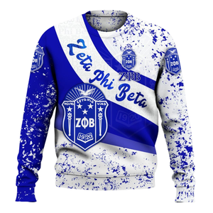 Zeta Phi Beta Greek Letter Blue Crewneck <b>Sweatshirt</b> Women Sorority 1920 Embroidered - Product Image 1