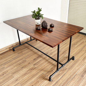 Rectangular Melaleuca Wood <b>Dining</b> <b>Table</b> 140x80cm with Pipe Legs & Assembled for Home Office BA68142 - Product Image 5