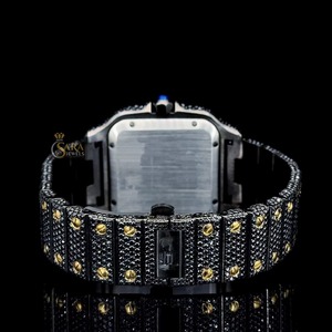 Reloj de Diamantes de Acero Inoxidable con Moissanita Negra Elegante de la Mejor Calidad para Celebraciones y Estilo Hip Hop Disponible para la Venta - Product Image 5