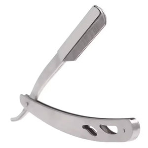 Rasoir de rasage pliant professionnel en acier inoxydable damas rasoir de barbier à bord droit - Product Image 3