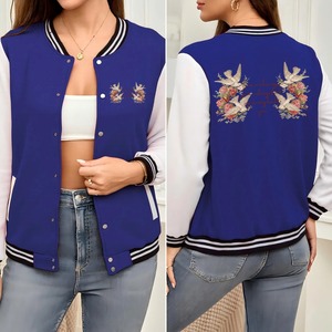 Premium <b>Woman</b> 3D Printed Varsity <b>Jacket</b> Manufacturer Wholesale Windproof <b>Jackets</b> OEM Trending <b>Women's</b> Letterman <b>Jackets</b> - Product Image 2