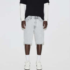 กางเกงยีนส์ขาสั้นผู้ชาย ผ้าฝ้ายเนื้อแน่น ระบายอากาศได้ดี เอวยืดหยุ่น ปรับแต่งสีและโลโก้ได้ เหมาะสำหรับใส่ลำลองในฤดูร้อนและออกกำลังกาย - Product Image 5