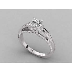 Bague pour femme en or 14 carats avec diamant solitaire rond de laboratoire, bagues en diamant brillant - Product Image 4