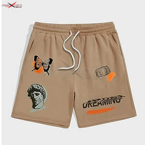 Vente chaude Hommes Lettre Graphique Imprimer Cordon De Serrage Taille Respirant Active Track Shorts Impression De Lettres Personnalisée - Product Image 3