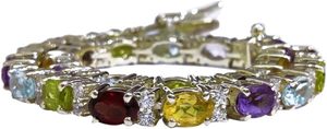 Bracelet pour femme en argent sterling 925 fait main avec pierres précieuses naturelles topaze citrine péridot améthyste grenat bijoux de mariage - Product Image 2