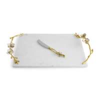 Plateau rectangulaire personnalisé en marbre blanc moderne, or et argent, fait main, surface brillante, passe au lave-vaisselle, plateau à fromage, épaisseur 1,5 cm pour