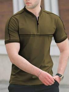 Alta calidad de los hombres de punto sólido 100% algodón de gran tamaño Pull Hoodie cuarto de cremallera logotipo personalizado Casual al aire libre Golf Top - Product Image 4