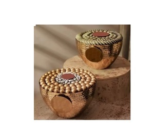 Luxury <b>Gold</b> Finish Khajoor <b>Bowl</b> Dates Premium Brass Date Container Eco-Friendly 0.4kg Festive Gifting Ramadan <b>Decor</b> - Product Image 1