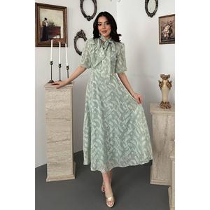Vestido Azul con Detalle de Lazo en Color Menta - Menta - Product Image 2