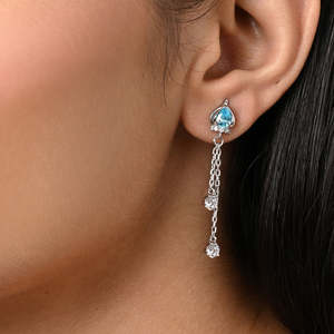 ต่างหูเงินทรงหยดน้ำแบบโซลิแทร์สุดชิค - Product Image 4