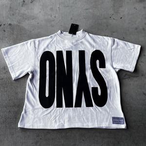 T-Shirt Personnalisé de Haute Qualité Streetwear en Coton Épais Lavé à l'Acide Surdimensionné avec Applique pour Hommes - Product Image 2