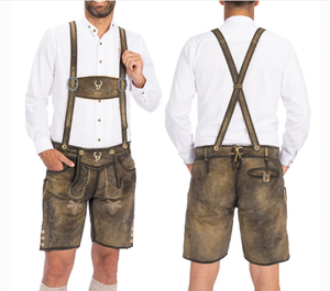 Bavarois chèvre daim cuir Lederhosen Shorts nouveaux hommes bavarois Lederhosen marron Oktoberfest Lederhosen prix les plus bas à faible coût - Product Image 1