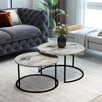 Juego de 2 Mesas de Centro Modernas Convertibles, Mesas Auxiliares, Construcción de Metal Resistente, Portátiles, Muebles Fáciles de Transportar para Sala de Estar