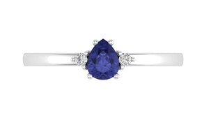 Anello di Fidanzamento Classico da Donna in Argento Sterling 925 con Tanzanite Naturale e Topazio Bianco a Forma di Goccia d'Acqua, Gioielleria Fine - Product Image 4