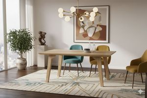 Table à manger en bois moderne et durable, pieds angulaires élégants, finition naturelle lisse, construction robuste, élégance intemporelle pour appartement et villa - Product Image 6