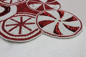 Christmas <b>Dining</b> <b>Table</b> Beaded <b>Runner</b> Placemat Handmade Cloth Decorative Wedding Mat With Leaves Design for Home Use - Product Image 2