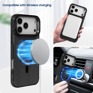 Funda Protectora Magnética Transparente Morada a Prueba de Golpes con Anillo de Soporte para Cámara para iPhone 15 16 17 18 Pro Max, Venta al Por Mayor - Product Image 5