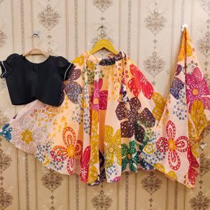 Conjunto de Lehenga Choli para Niñas de Shoryam Fashion, Blusa Estampada con Dupatta, Listo para Usar |   Traje para Diwali, Bodas, Fiestas, Mehndi y Holi - Product Image 1