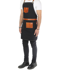 Tabliers de cuisine en toile en cuir Tablier de chef styliste Grill Restaurant Bar Boutique Cafés Tablier de beauté AAA-0001B - Product Image 5