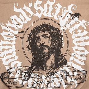 Hombres Vintage Graphic Hoodies Jesús Impresión Alfabeto Graffiti Hoodie Algodón Cálido Pullover 100% Algodón - Product Image 5