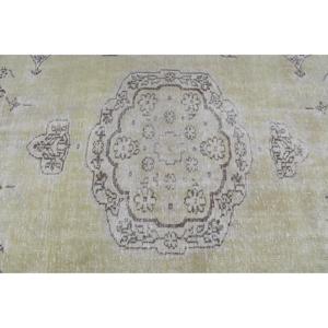 4.3x7.7 ft Turkish Rug, <b>Yellow</b> Polka dot Vintage Rug <b>Wool</b> - Product Image 4