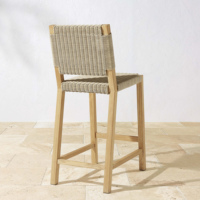 Chaise de bar en bois de teck extérieur naturel avec rotin pour meubles de club de plage de café-Anya