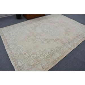 พรมวินเทจตุรกีขนาดใหญ่พิเศษ 7x10.3 ฟุต สีเทาขาวลายดอกไม้ - Product Image 2