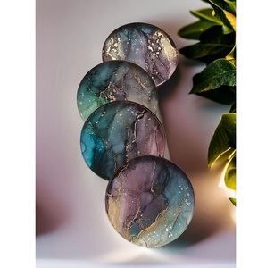 Sous-verre en résine avec détails en pierre d'agate semi-précieuse, design fabriqué par God Grace Craft - Product Image 5