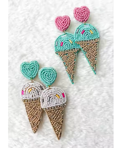 Handmade Multicolor Ice Cream Beaded Earrings Trendy Fashion <b>Statement</b> Drop Earrings Lightweight <b>Jewelry</b> for Women from India - Product Image 1